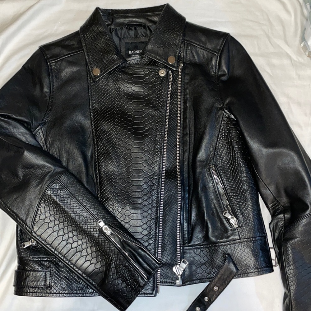 Barney’s Black Leather Jacket